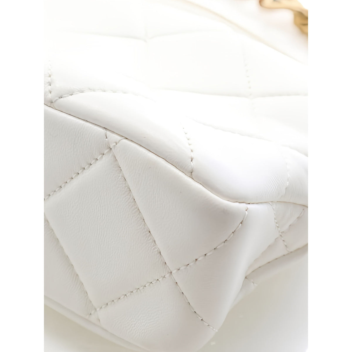 Chanel Small CC Quilted Lambskin Chain Hobo — White