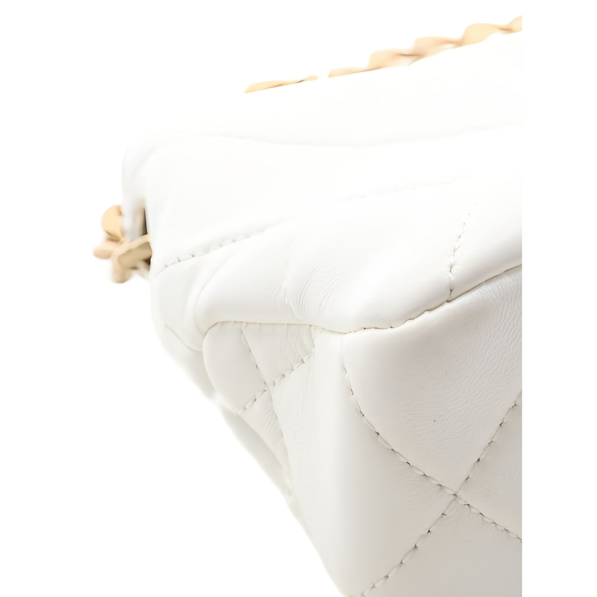 Chanel Small CC Quilted Lambskin Chain Hobo — White