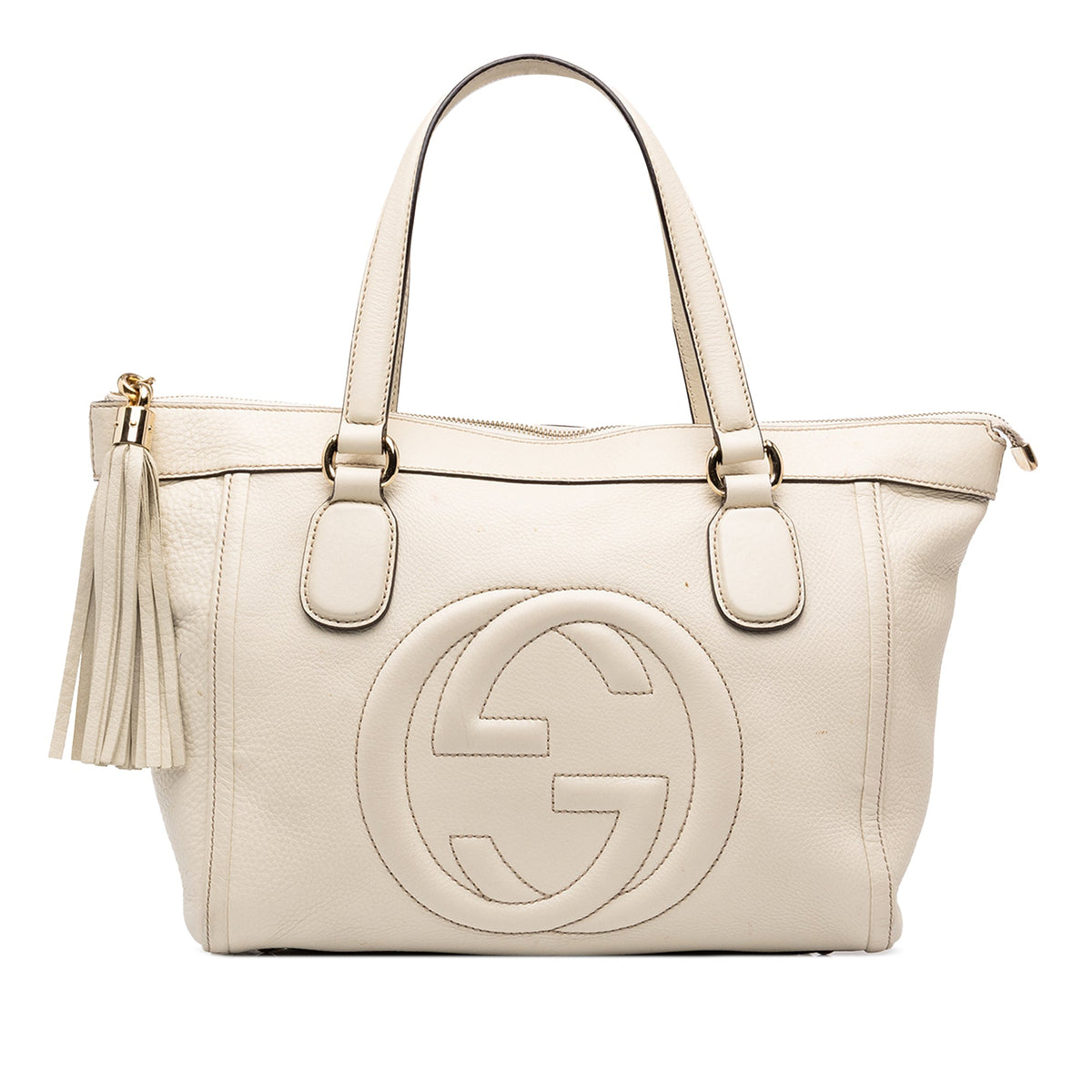 Gucci Small Leather Soho Working Tote — White