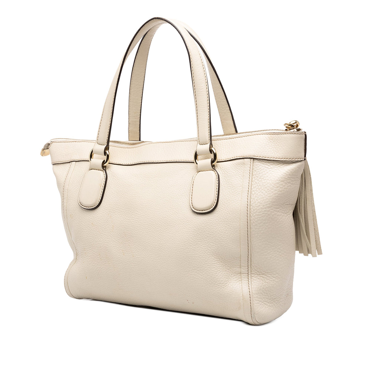 Gucci Small Leather Soho Working Tote — White