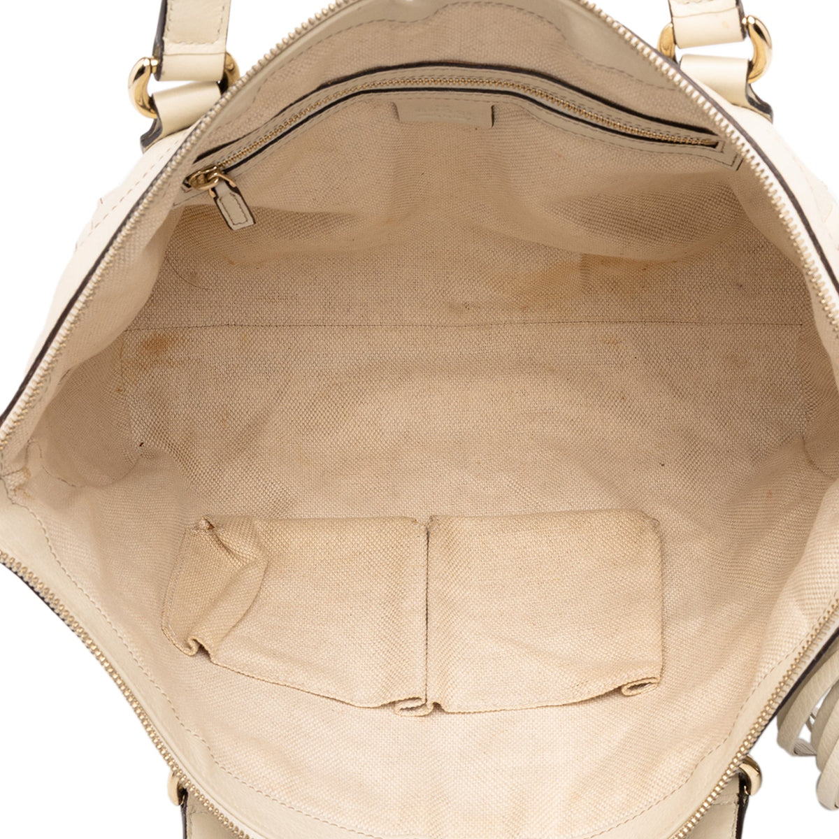 Gucci Small Leather Soho Working Tote — White