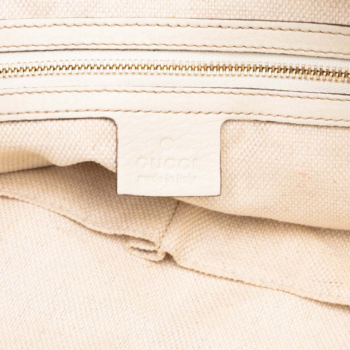 Gucci Small Leather Soho Working Tote — White