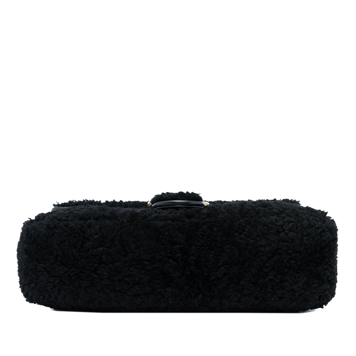Gucci Medium GG Marmont Matelasse Shearling Shoulder Bag — Black