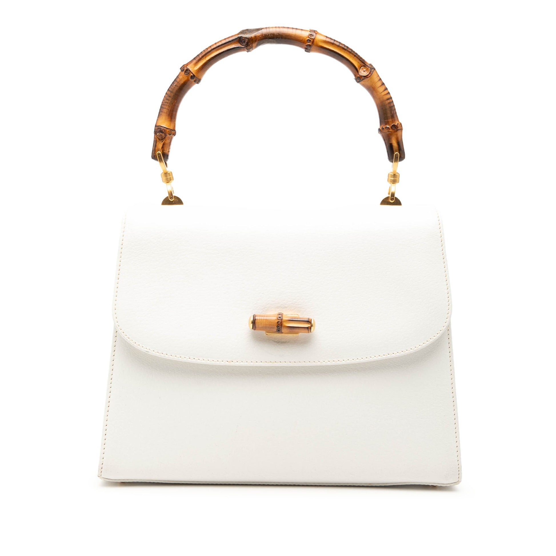 Gucci Calfskin Bamboo Top Handle Bag