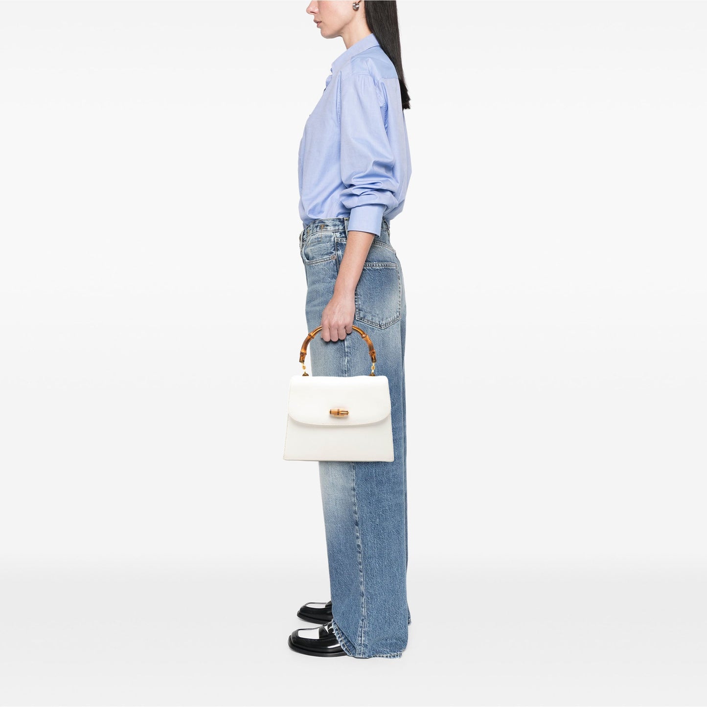 Gucci Calfskin Bamboo Top Handle Bag