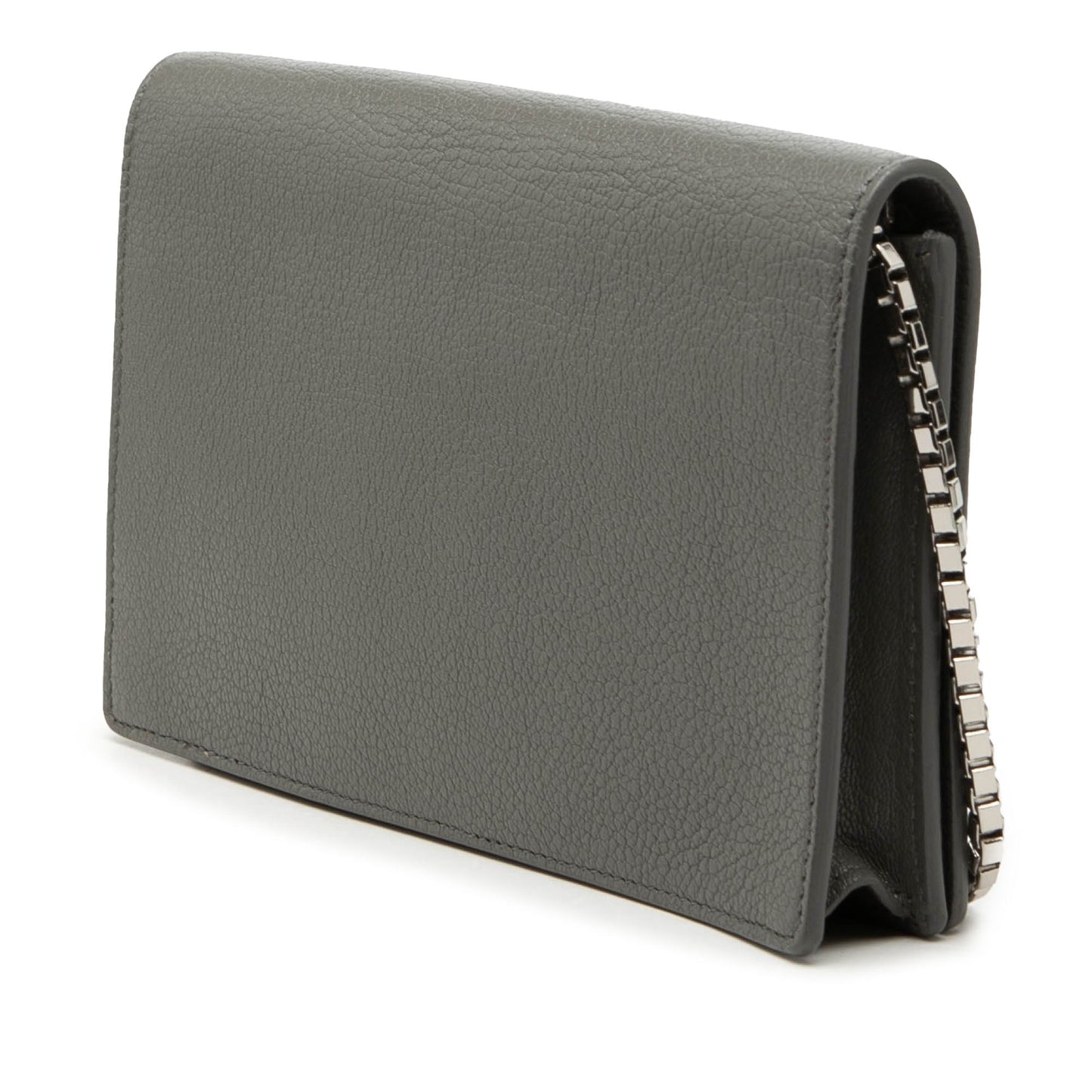 Balenciaga Chevre Motocross Metallic Edge Wallet on Chain