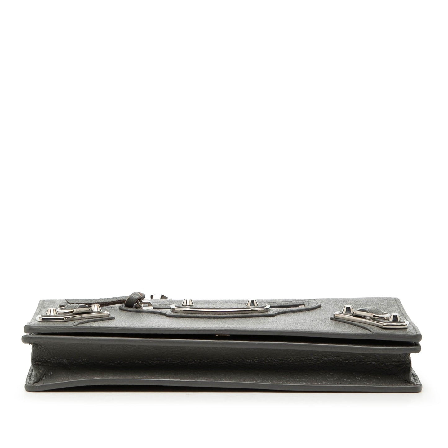 Balenciaga Chevre Motocross Metallic Edge Wallet on Chain