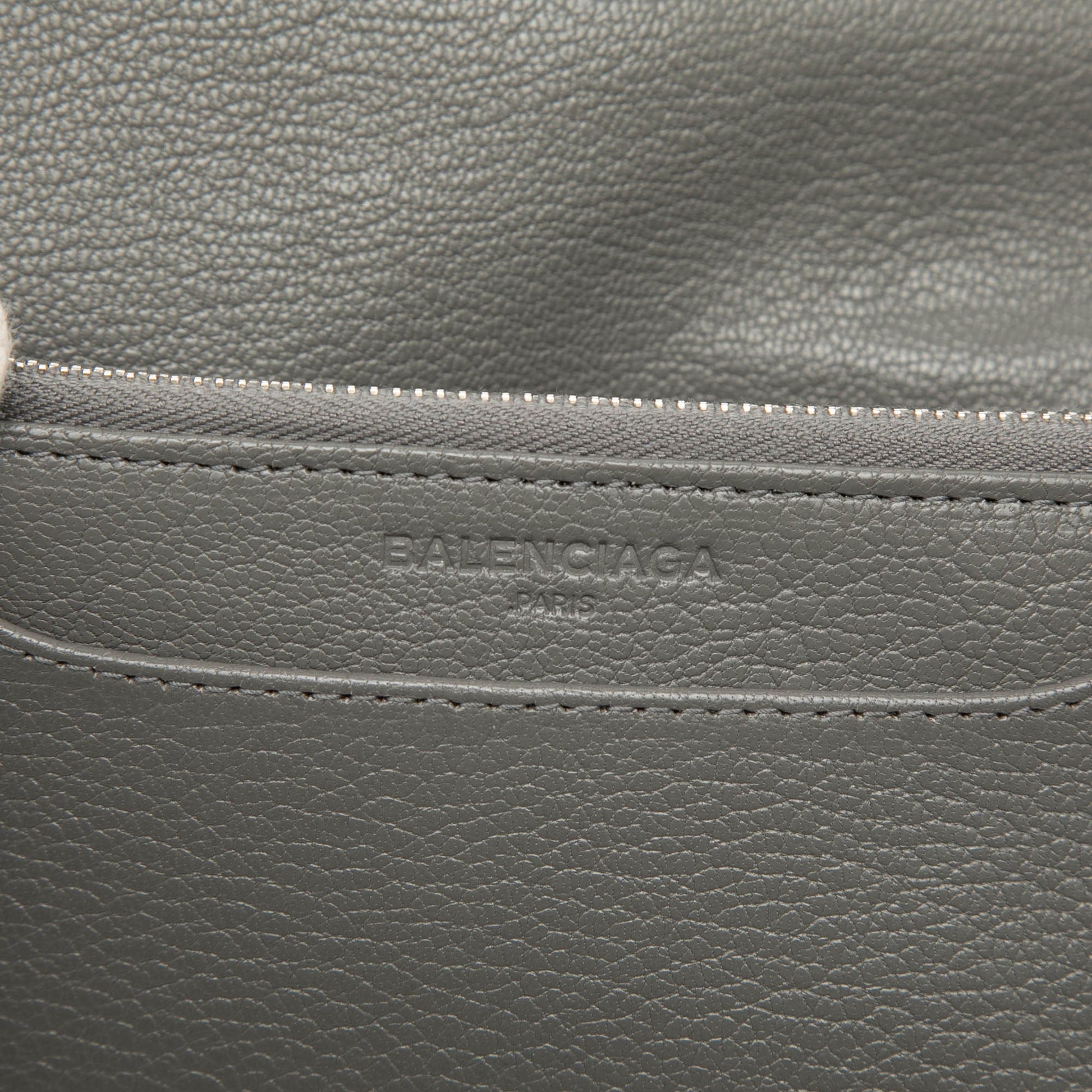 Balenciaga Chevre Motocross Metallic Edge Wallet on Chain