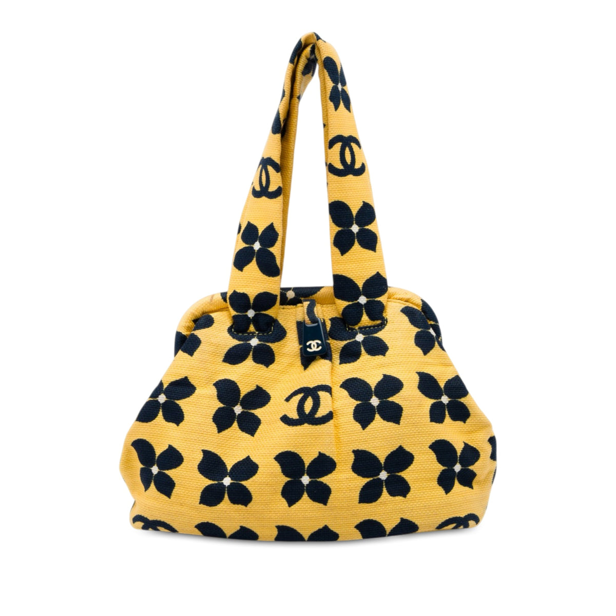 Chanel CC Printed Canvas Floral Frame Handbag — Yellow