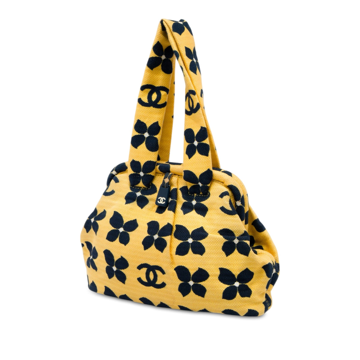 Chanel CC Printed Canvas Floral Frame Handbag — Yellow