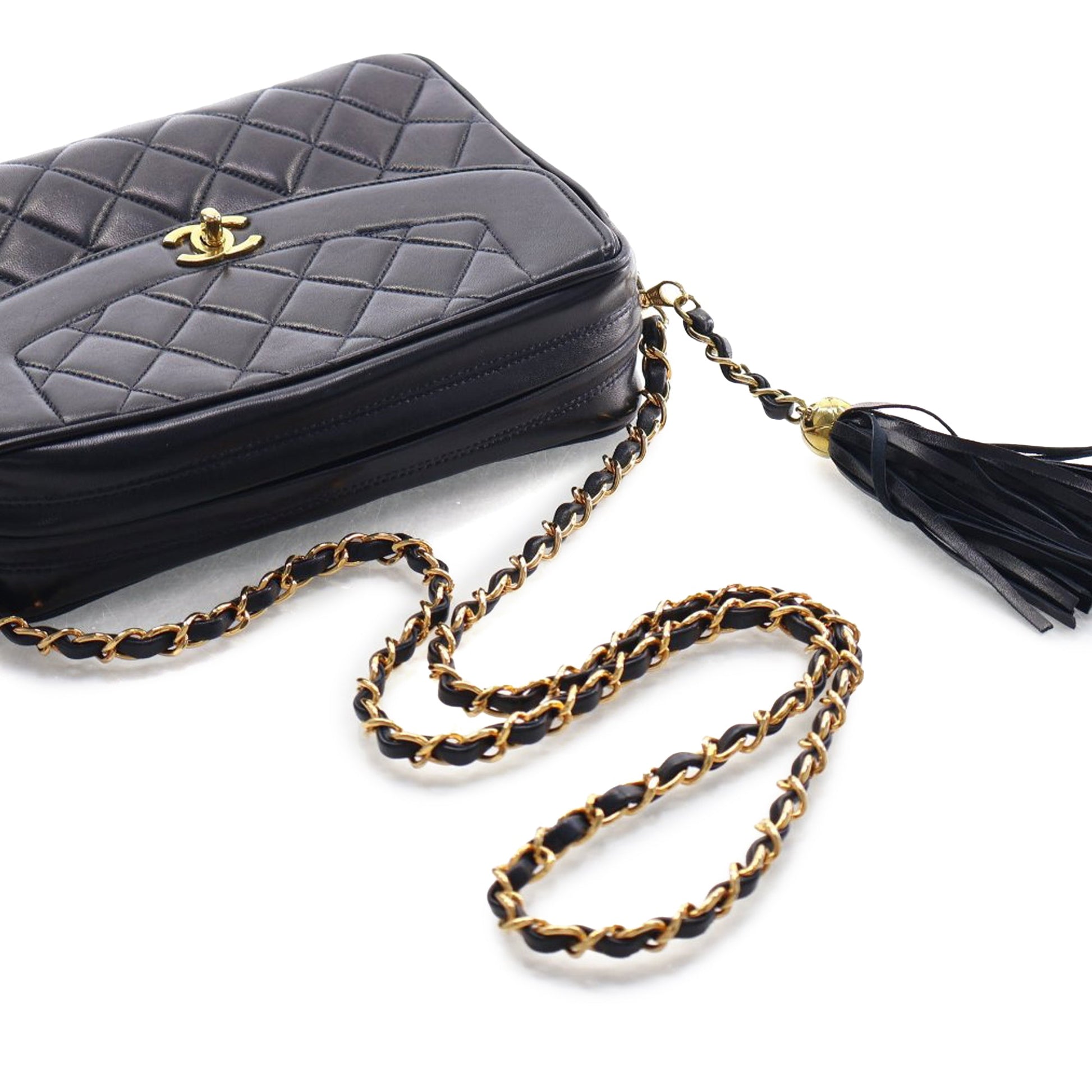 Small Quilted Lambskin Diana Tassel Camera Bag