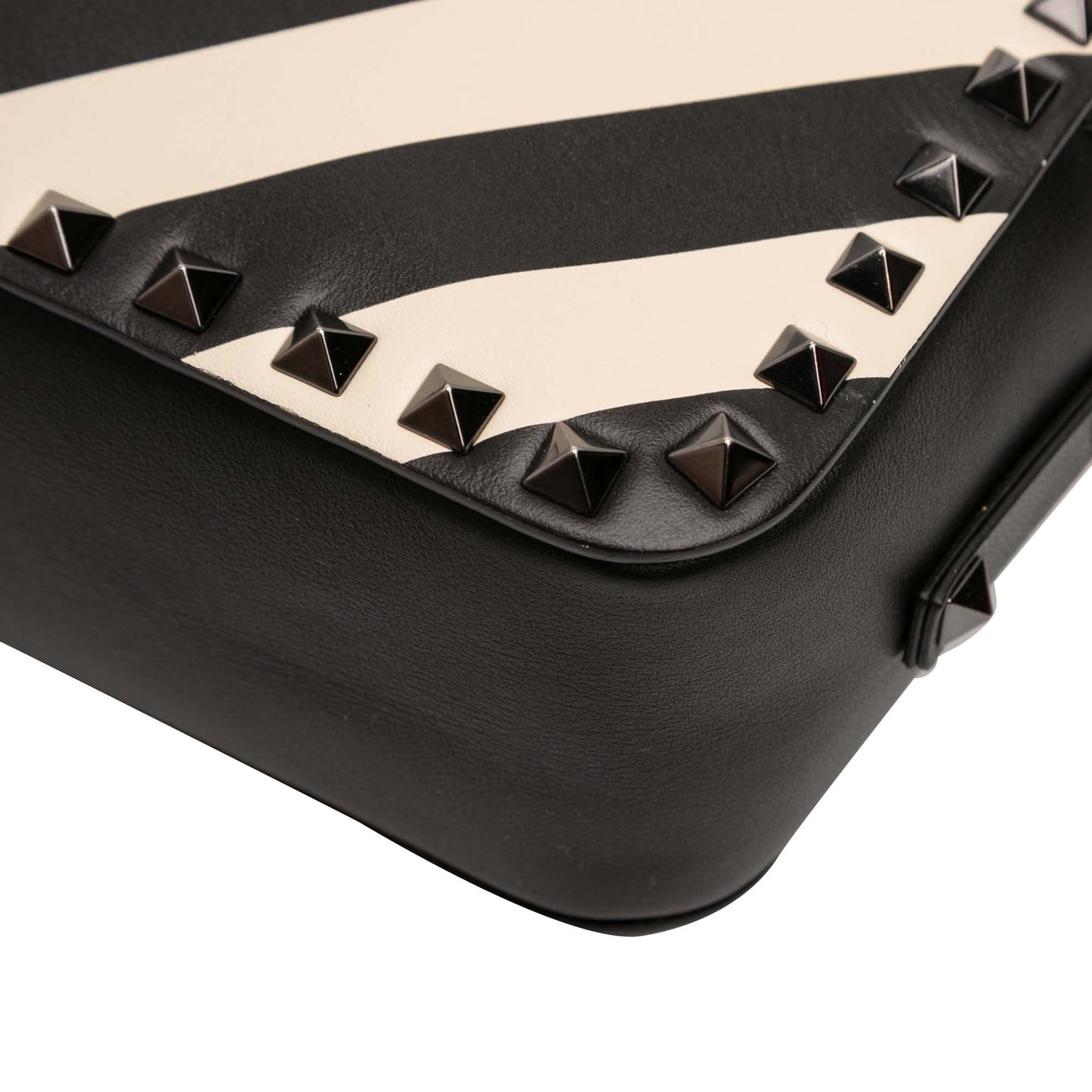Leather Chevron Print Rockstud Camera Bag