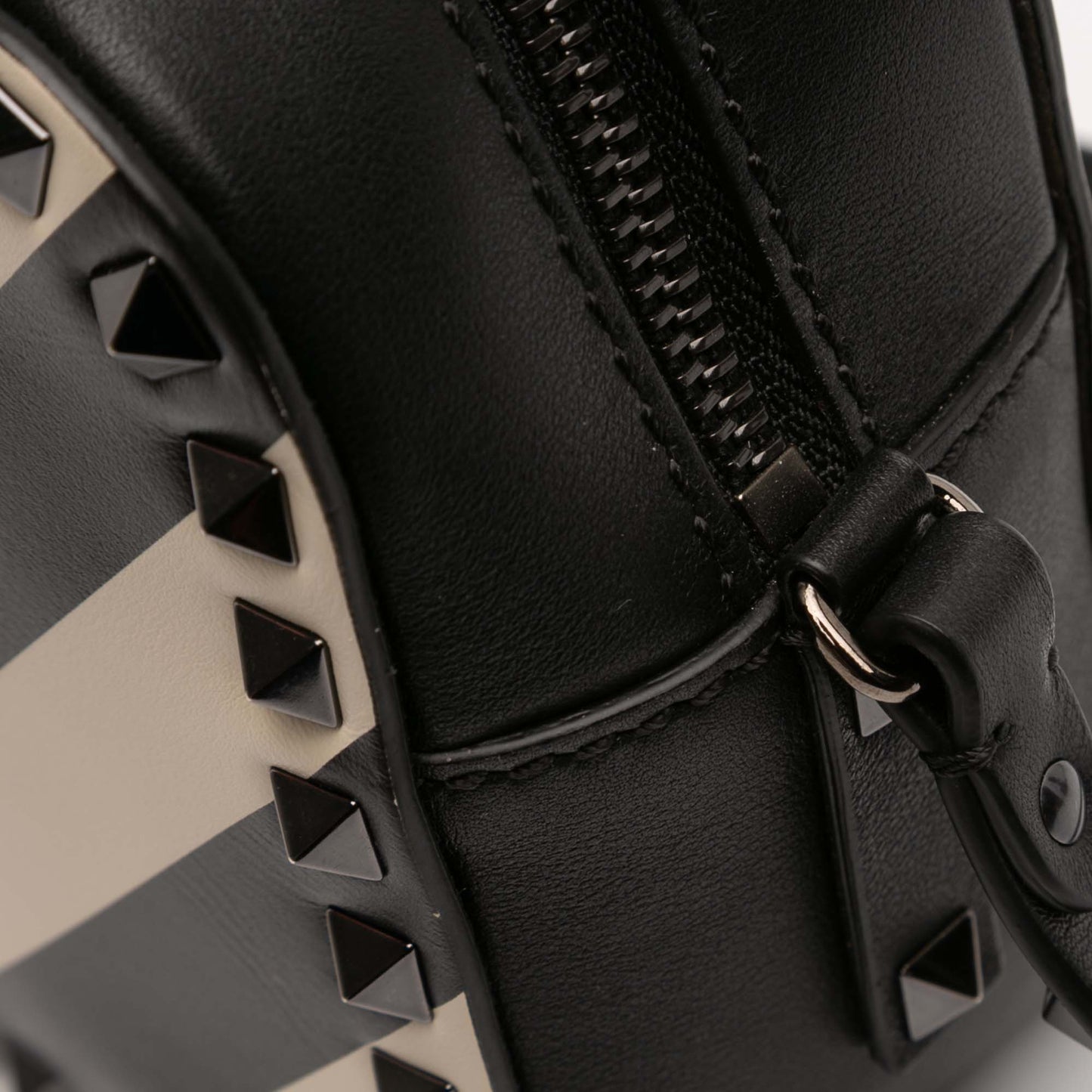 Leather Chevron Print Rockstud Camera Bag