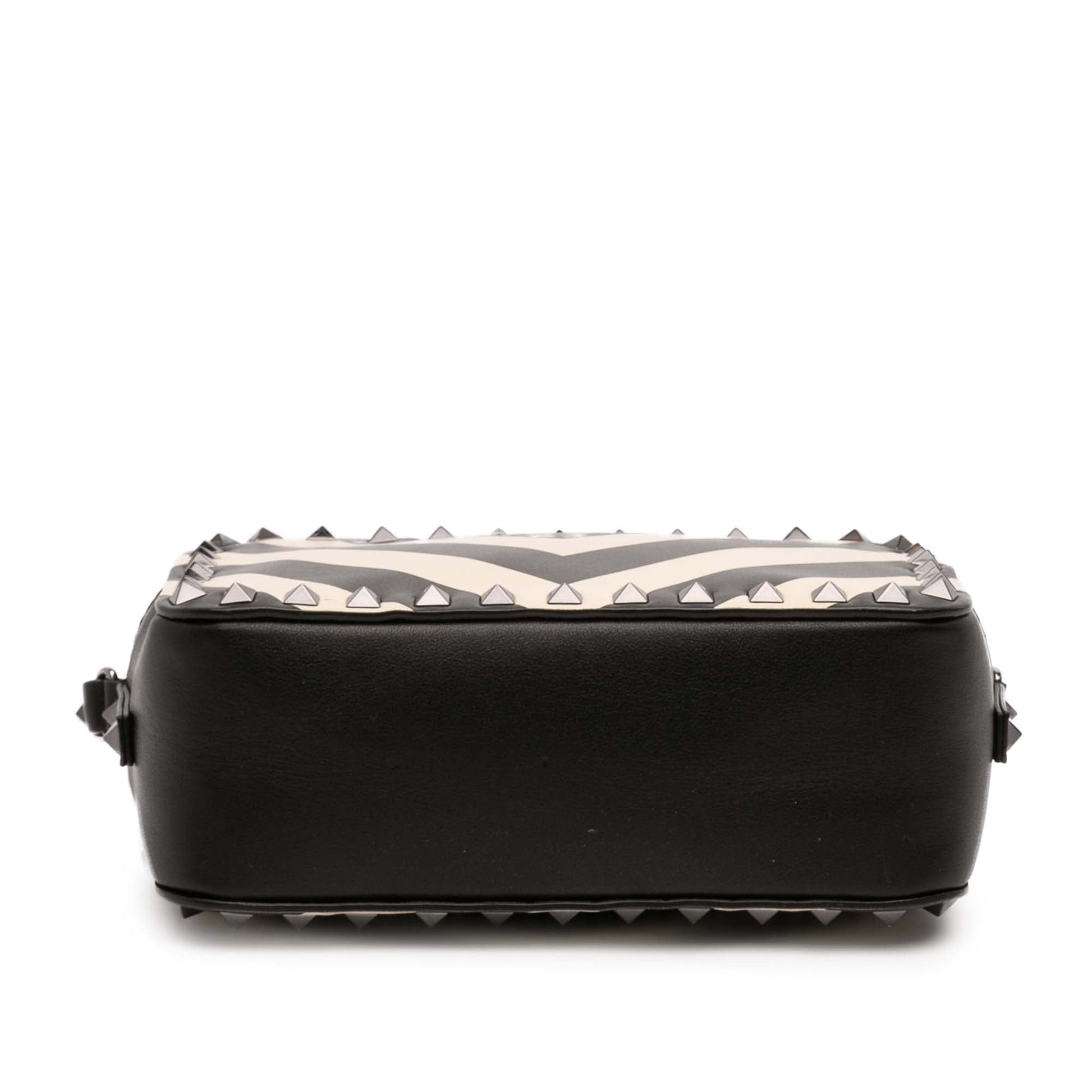 Leather Chevron Print Rockstud Camera Bag