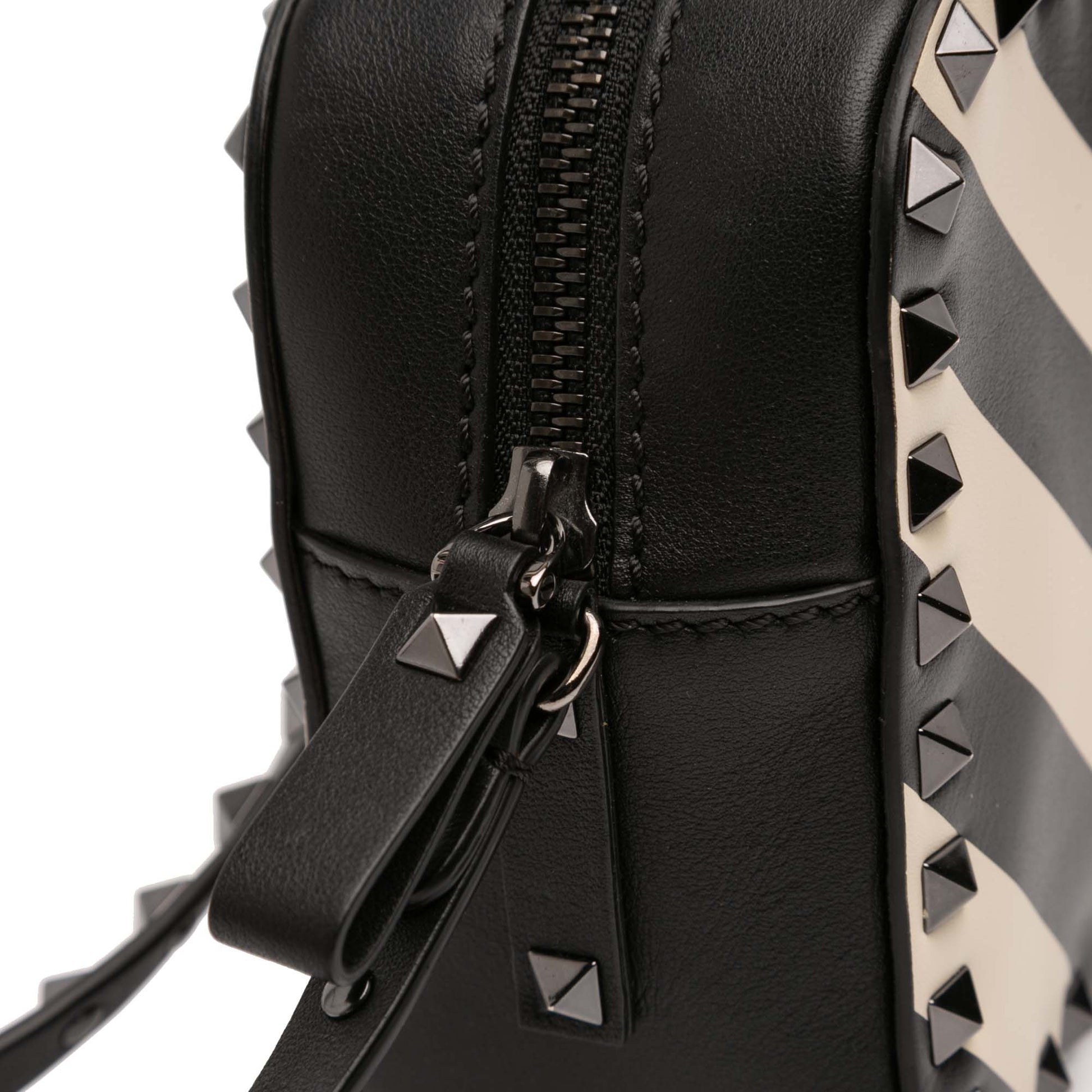 Leather Chevron Print Rockstud Camera Bag