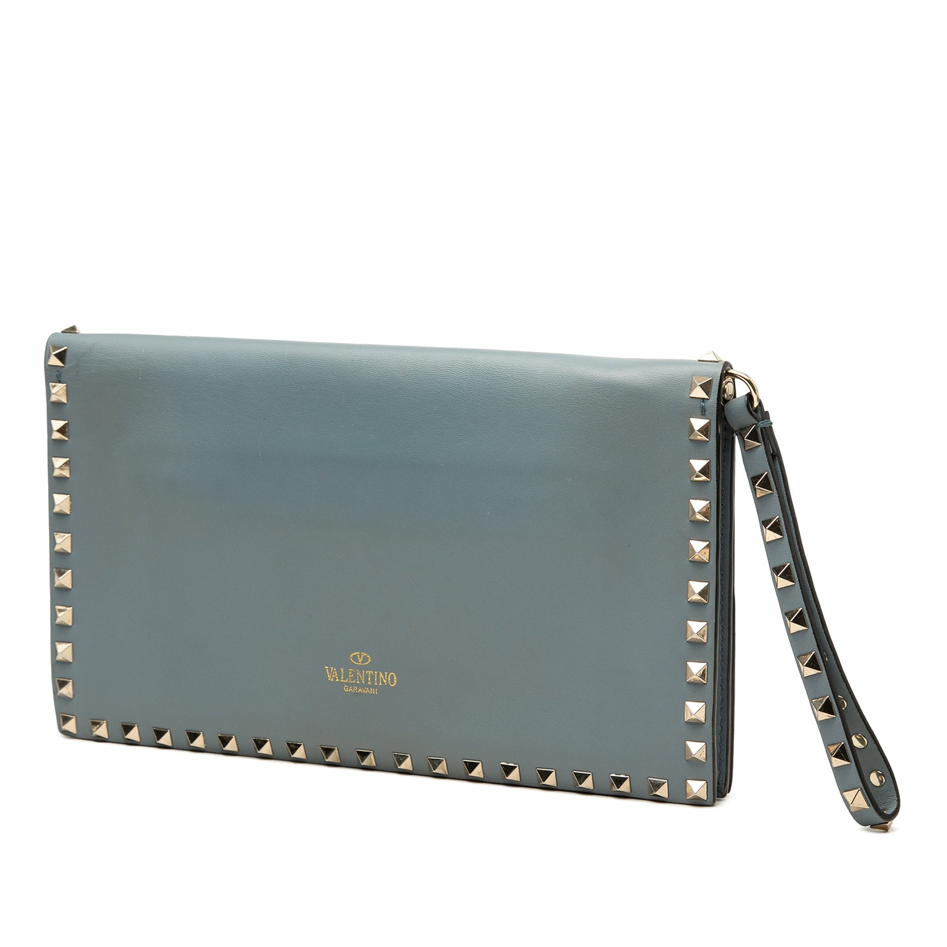 Valentino Leather Rockstud Flap Clutch