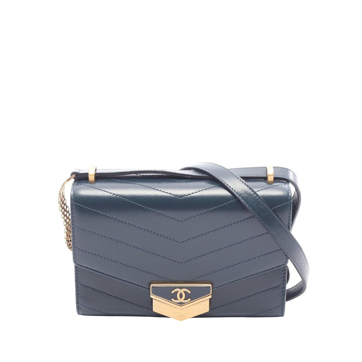 Chanel Small CC Chevron Calfskin Medal Flap