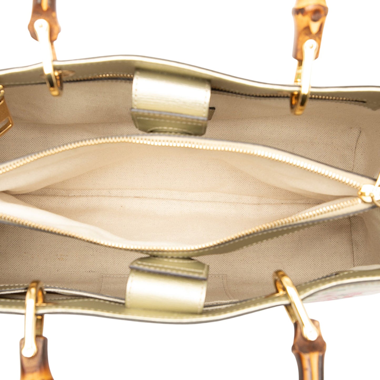 Gucci Medium Calfskin Blooms Bamboo Shopper Satchel