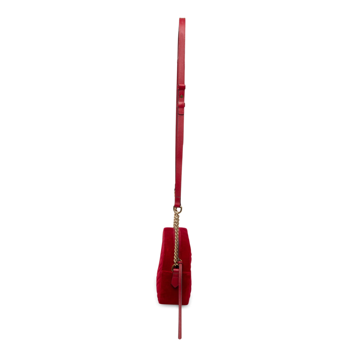 Gucci Small GG Marmont Matelasse Velvet Crossbody — Red