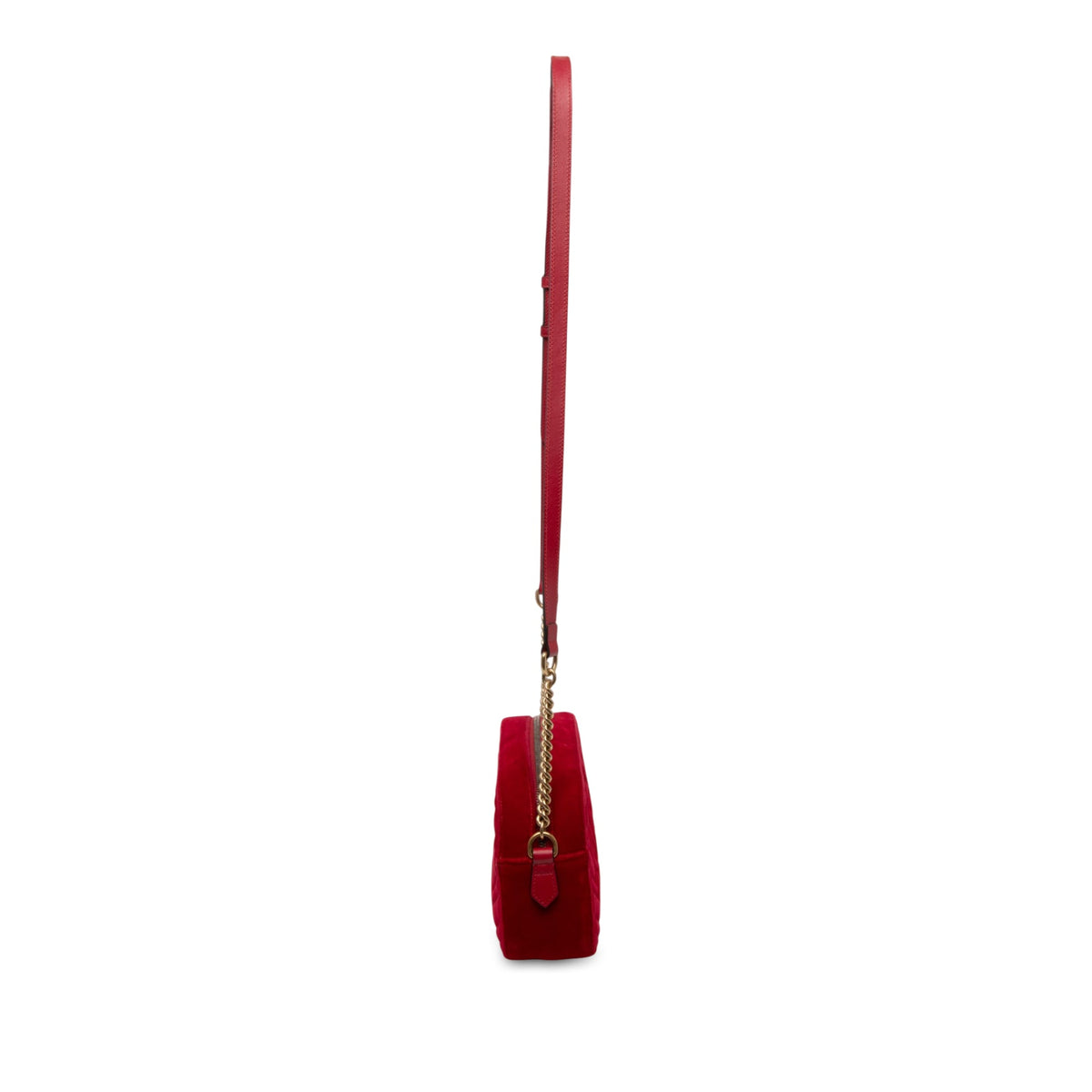 Gucci Small GG Marmont Matelasse Velvet Crossbody — Red