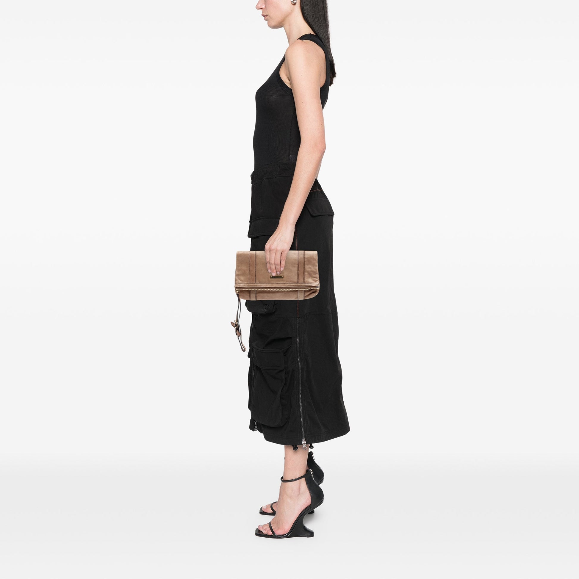 Burberry Leather Fold Over Wristlet Clutch