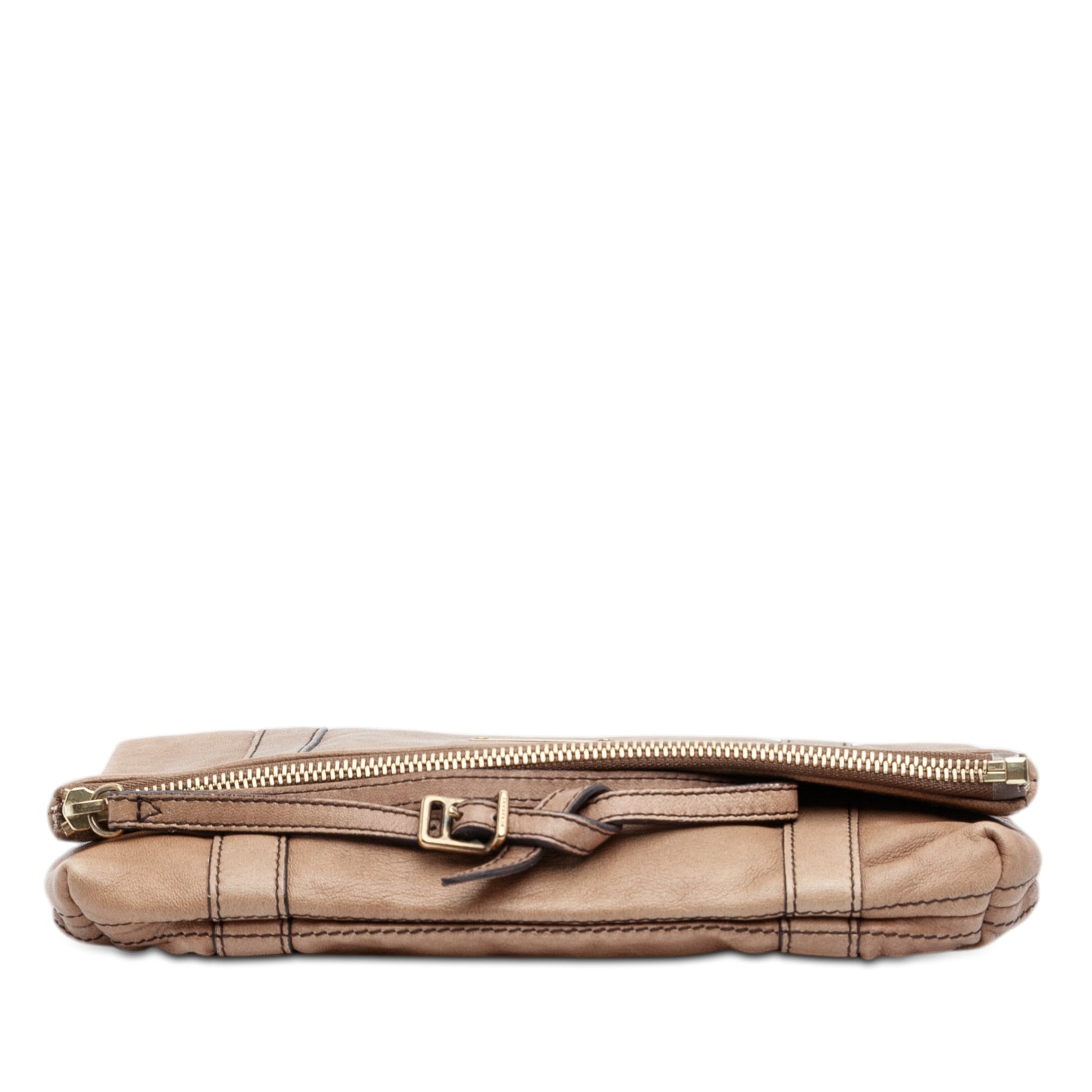 Burberry Leather Fold Over Wristlet Clutch