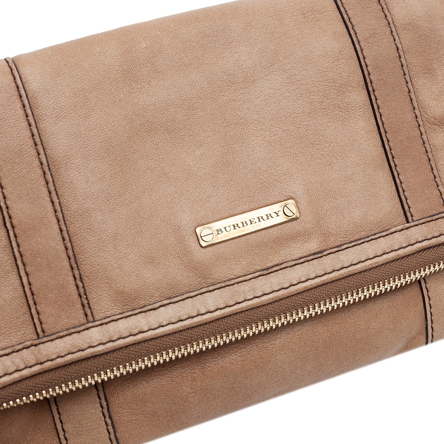 Burberry Leather Fold Over Wristlet Clutch