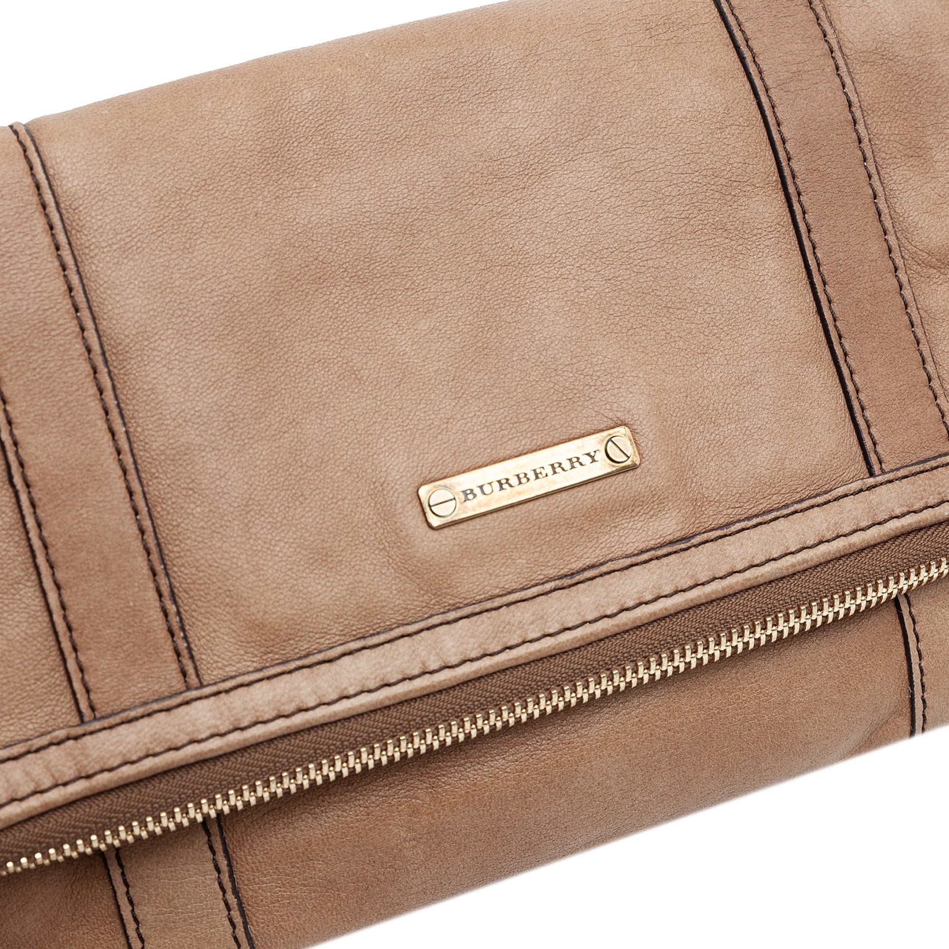 Burberry Leather Fold Over Wristlet Clutch