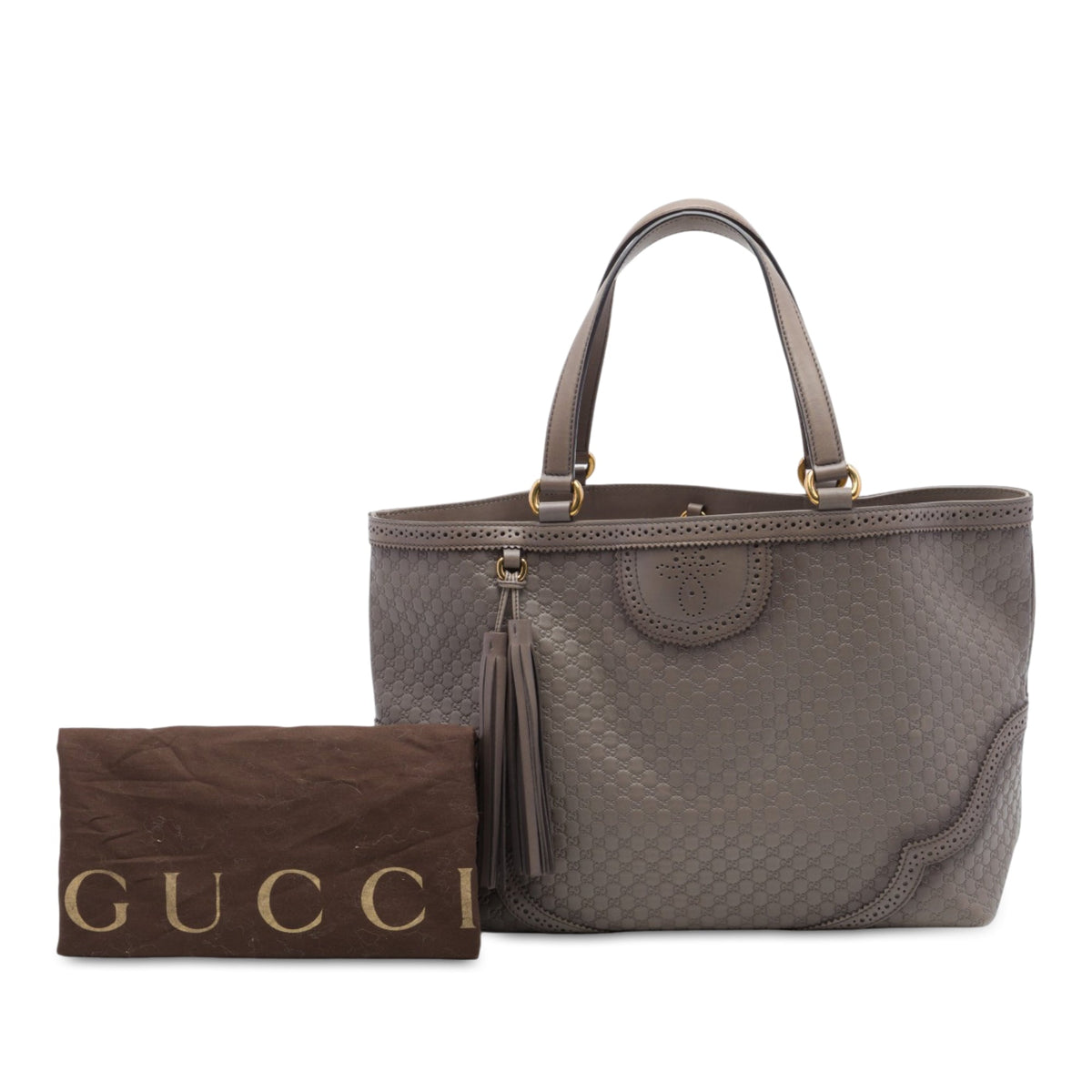 Gucci Large Microguccissima Brogue Duilio Tote — Brown