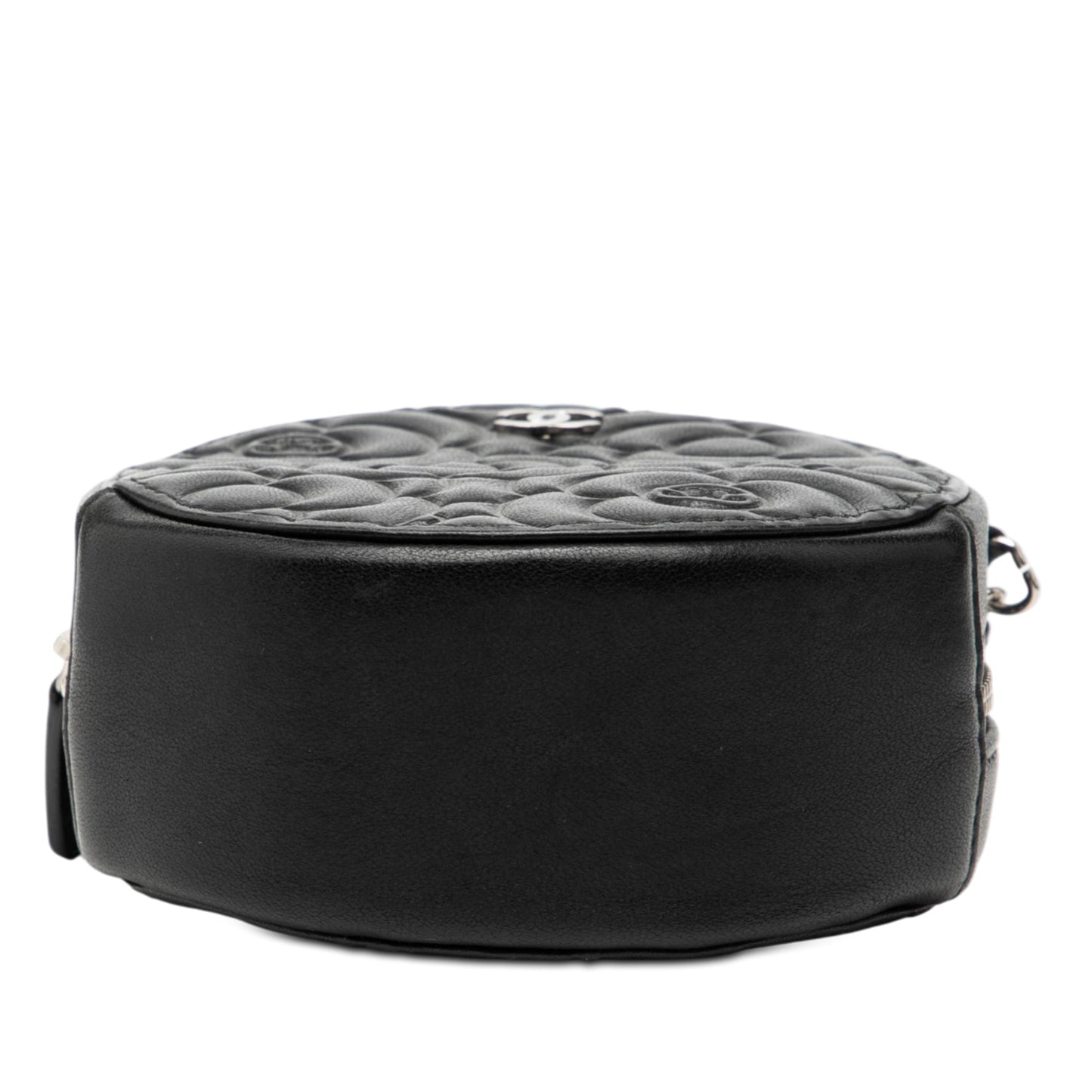 Chanel Goatskin Camellia Round Clutch with Chain