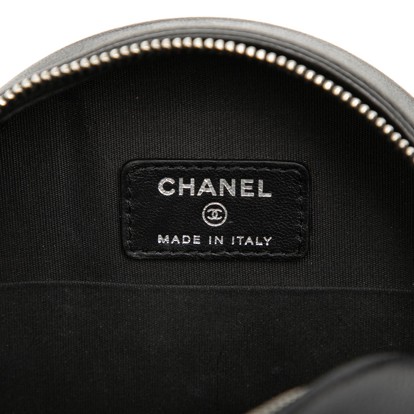 Chanel Goatskin Camellia Round Clutch with Chain