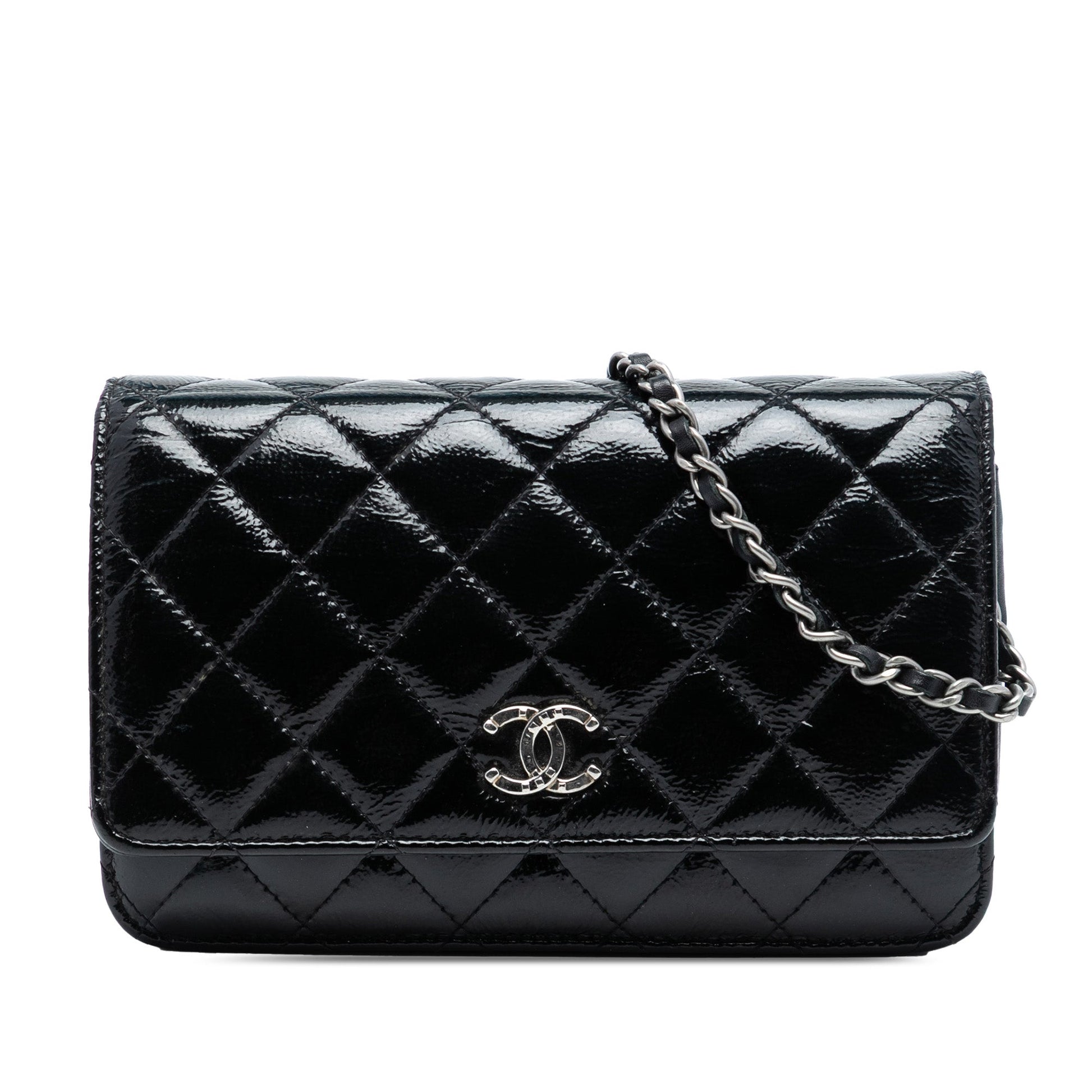 Chanel CC Quilted Patent Wallet On Chain