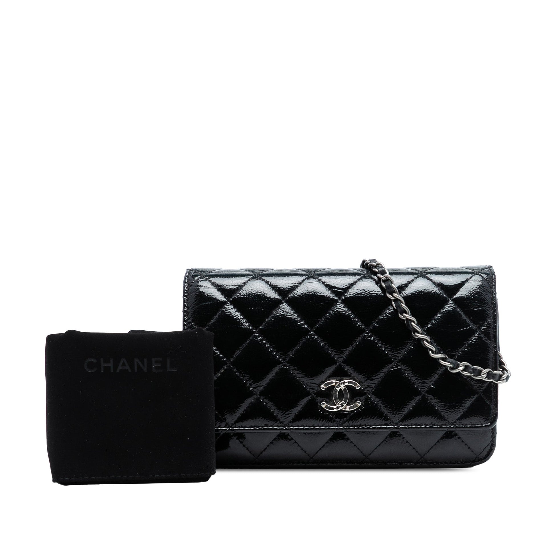 Chanel CC Quilted Patent Wallet On Chain