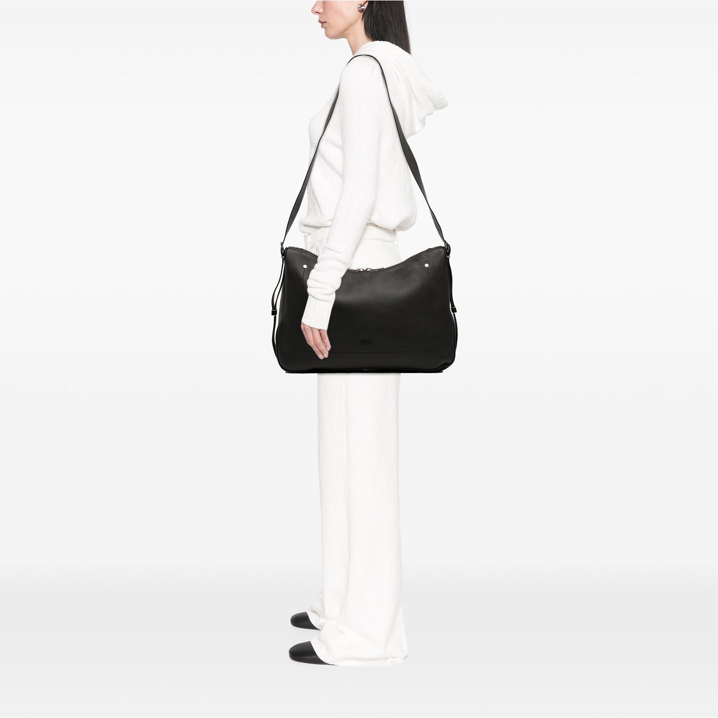 Large Smooth Calfskin Slider Zipped Hobo
