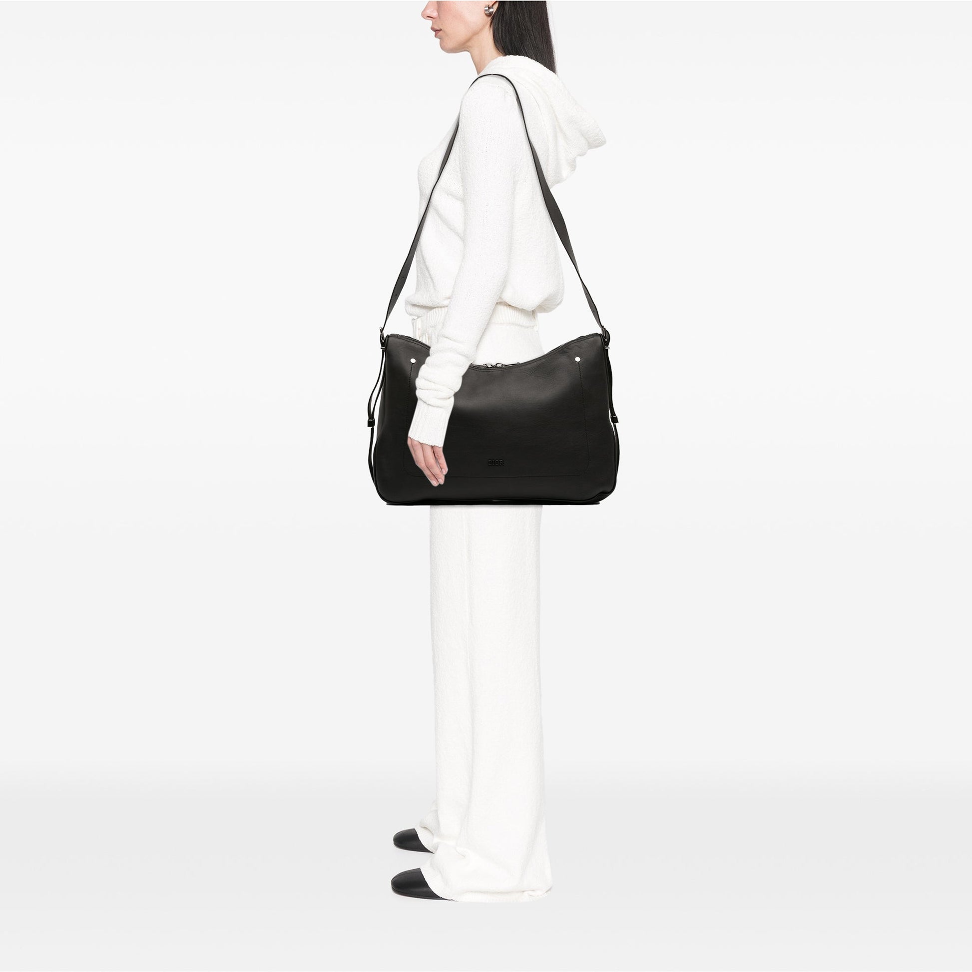Large Smooth Calfskin Slider Zipped Hobo