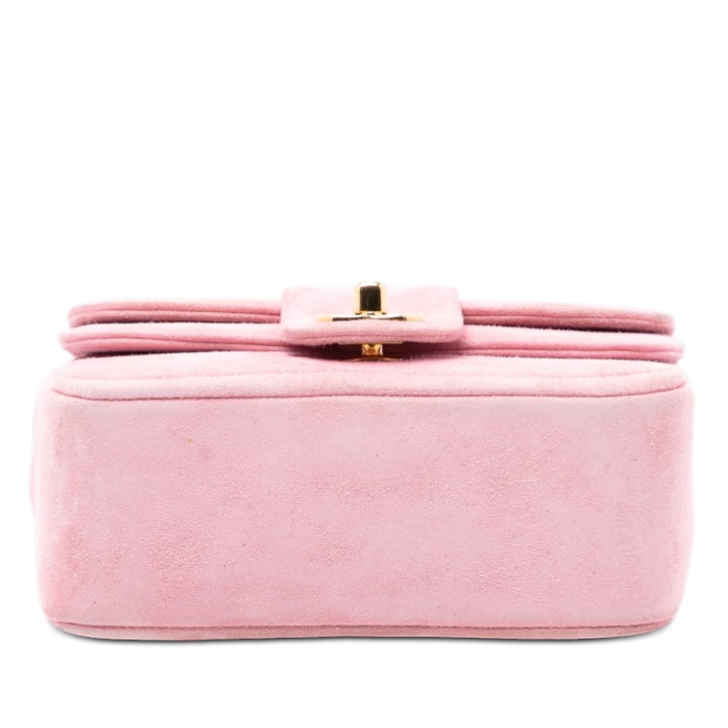 Mini Square CC Horizontal Quilted Suede Double Flap