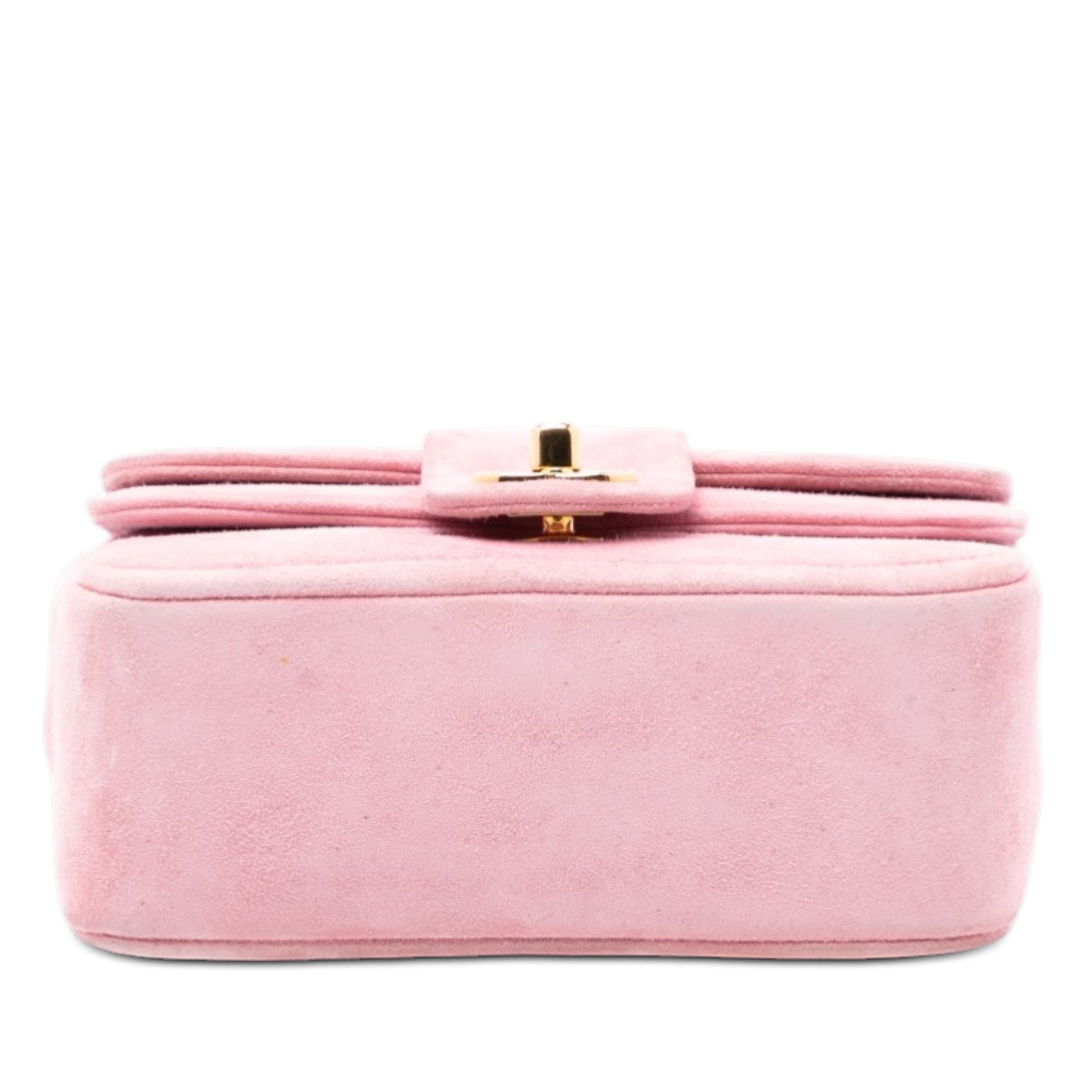 Mini Square CC Horizontal Quilted Suede Double Flap