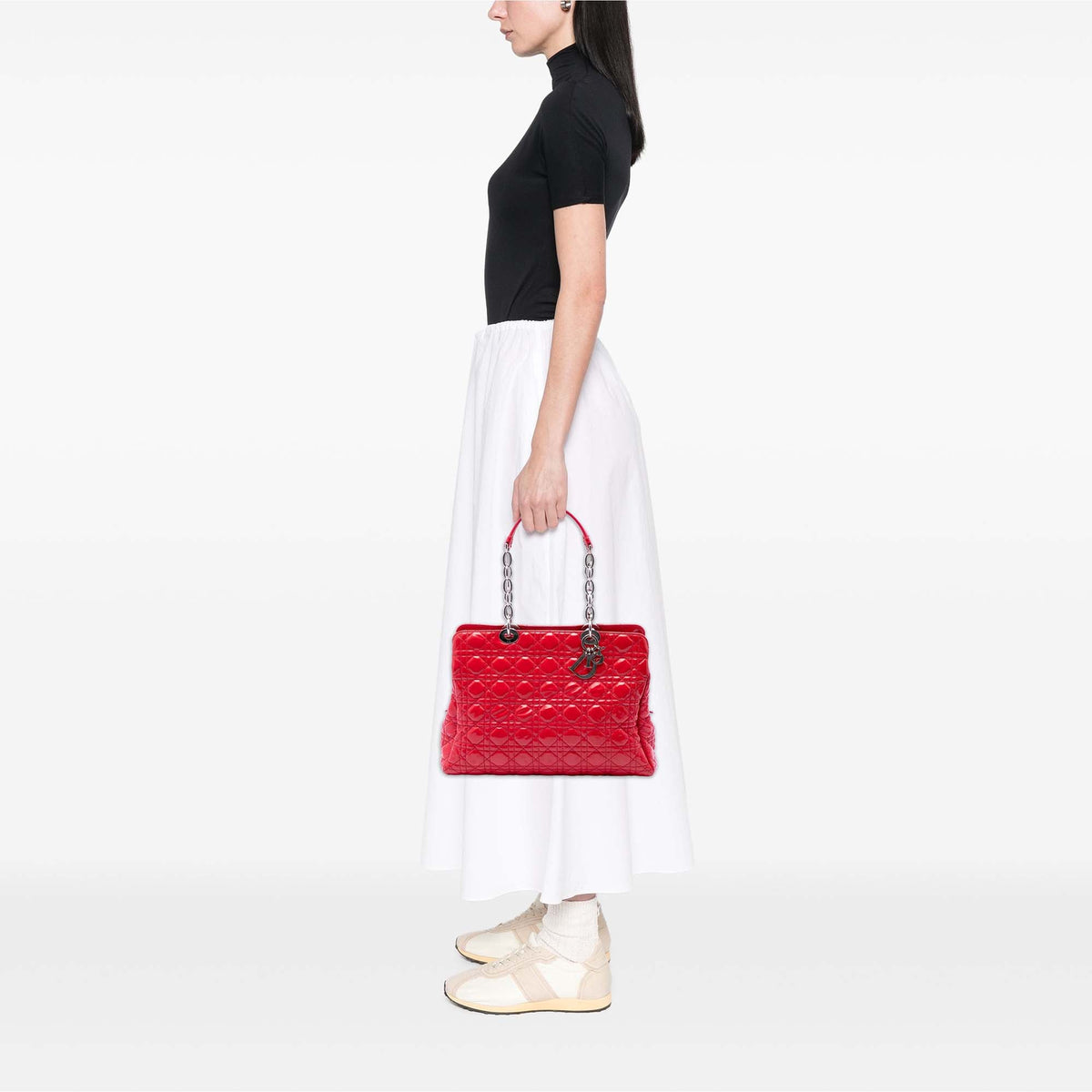 Dior Large Patent Cannage Lady Dior Soft Shopping Tote