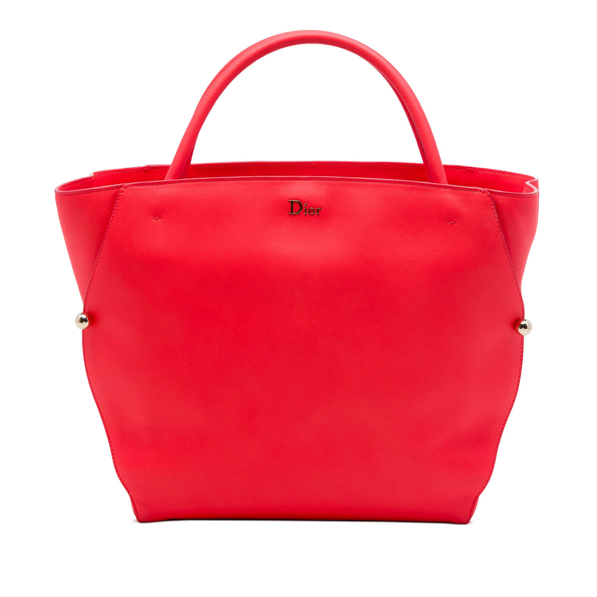 Dior Medium Smooth Calfskin Diorbar Tote — Red
