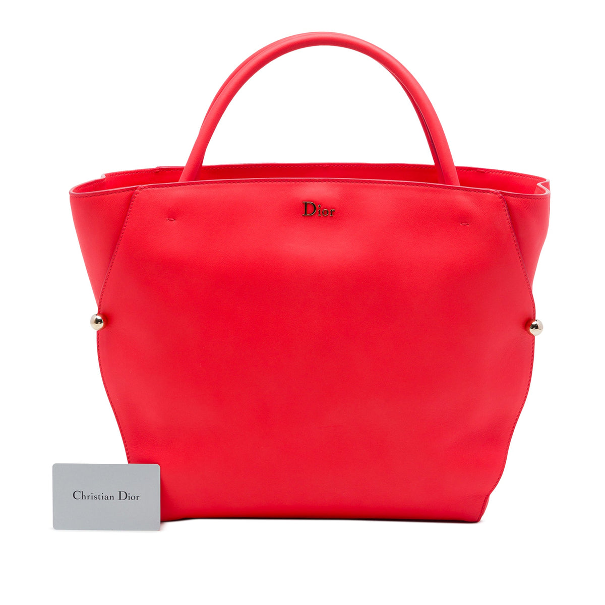 Dior Medium Smooth Calfskin Diorbar Tote — Red