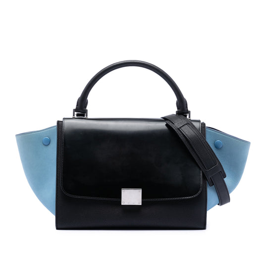 Celine Small Bicolor Leather Trapeze Satchel
