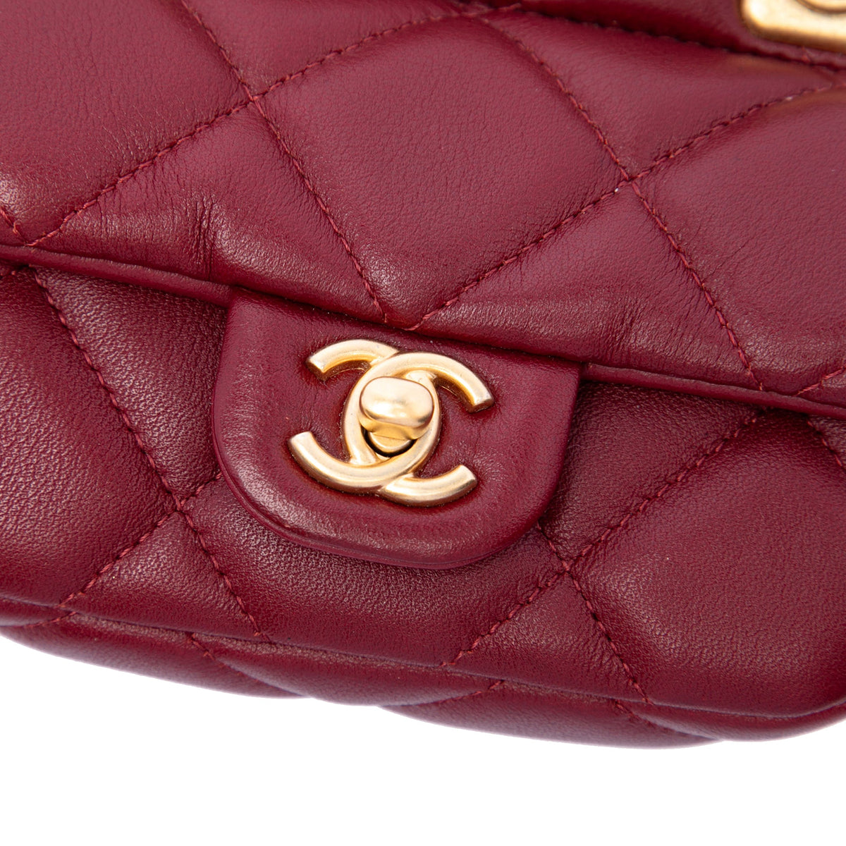 Chanel Quilted Calfskin Lady Card Holder with Chain Top Handle Bag