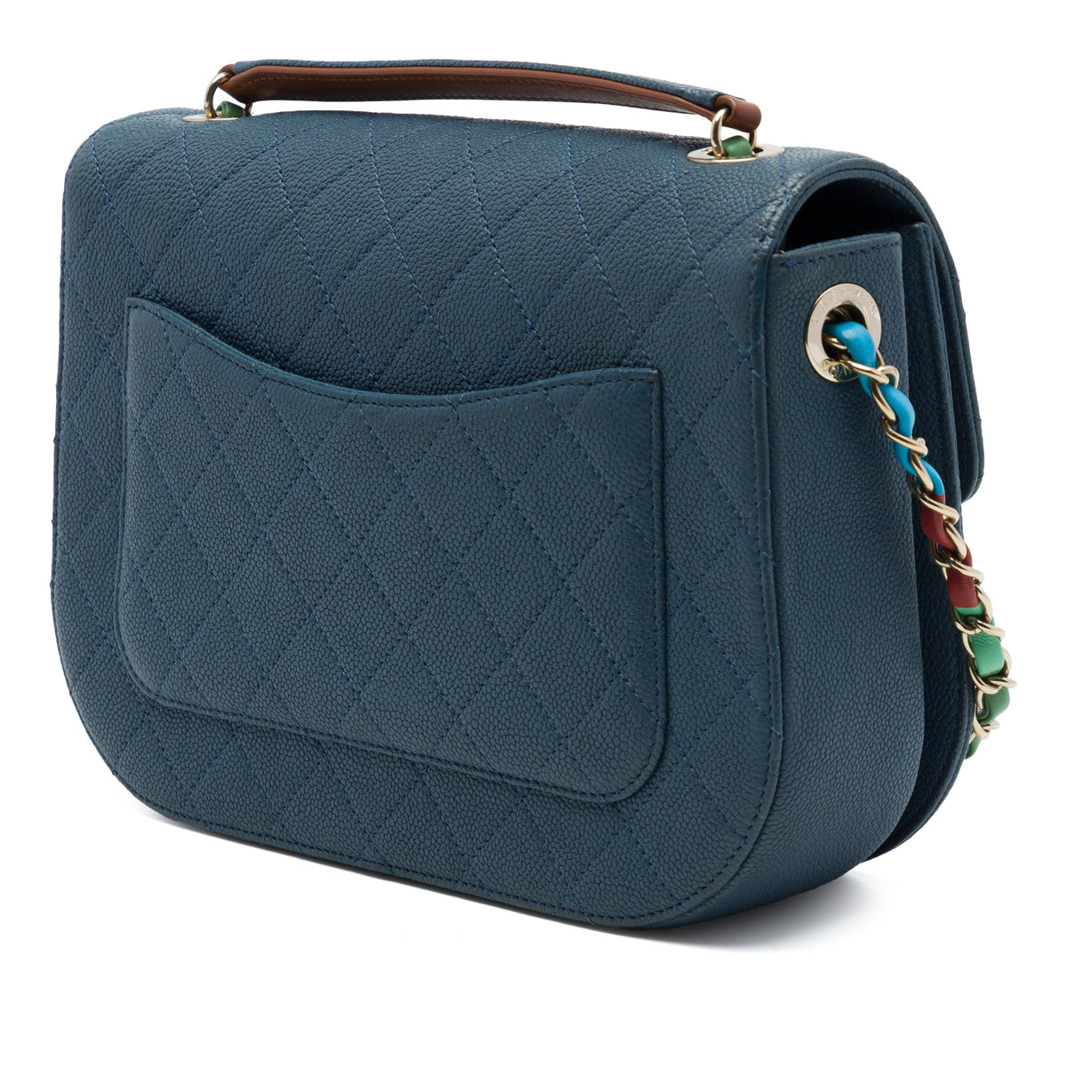 Chanel Paris Cuba Medium Quilted Caviar Thread Around Flap — Blue