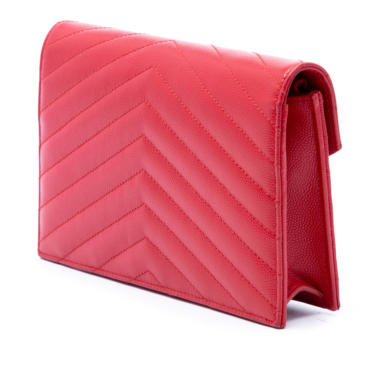Saint Laurent Grain De Poudre Chevron Monogram Envelope Wallet on Chain