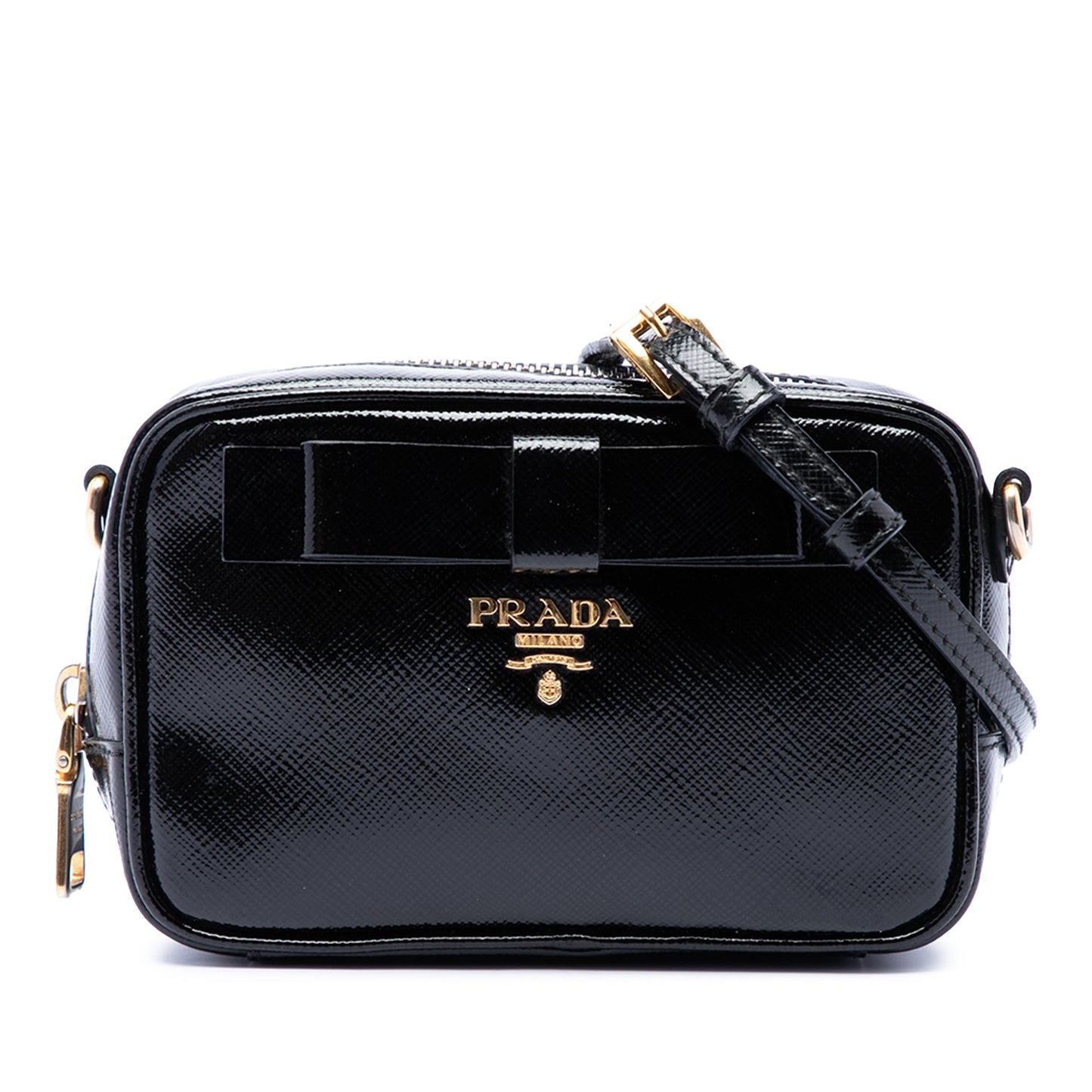 Prada Saffiano Vernice Fiocco Camera Bag