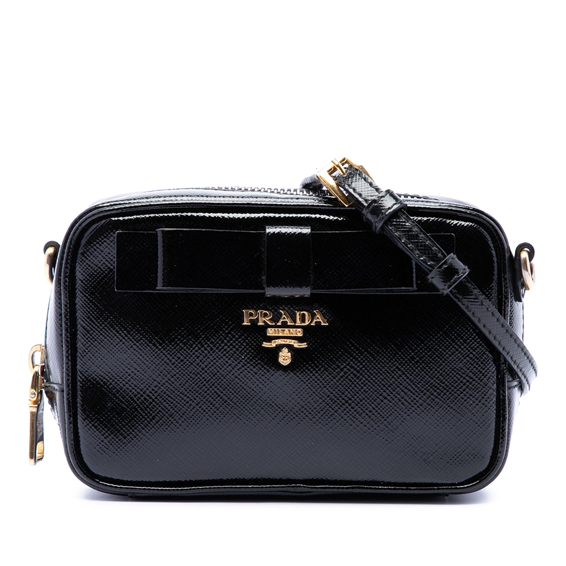 Prada Saffiano Vernice Fiocco Camera Bag