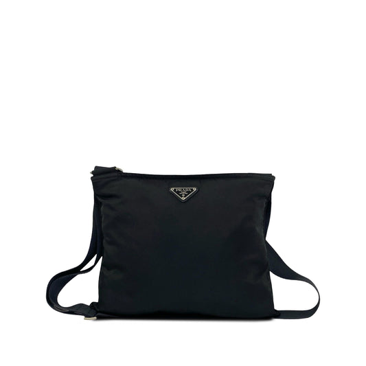 Prada Tessuto Zip Top Crossbody — Black