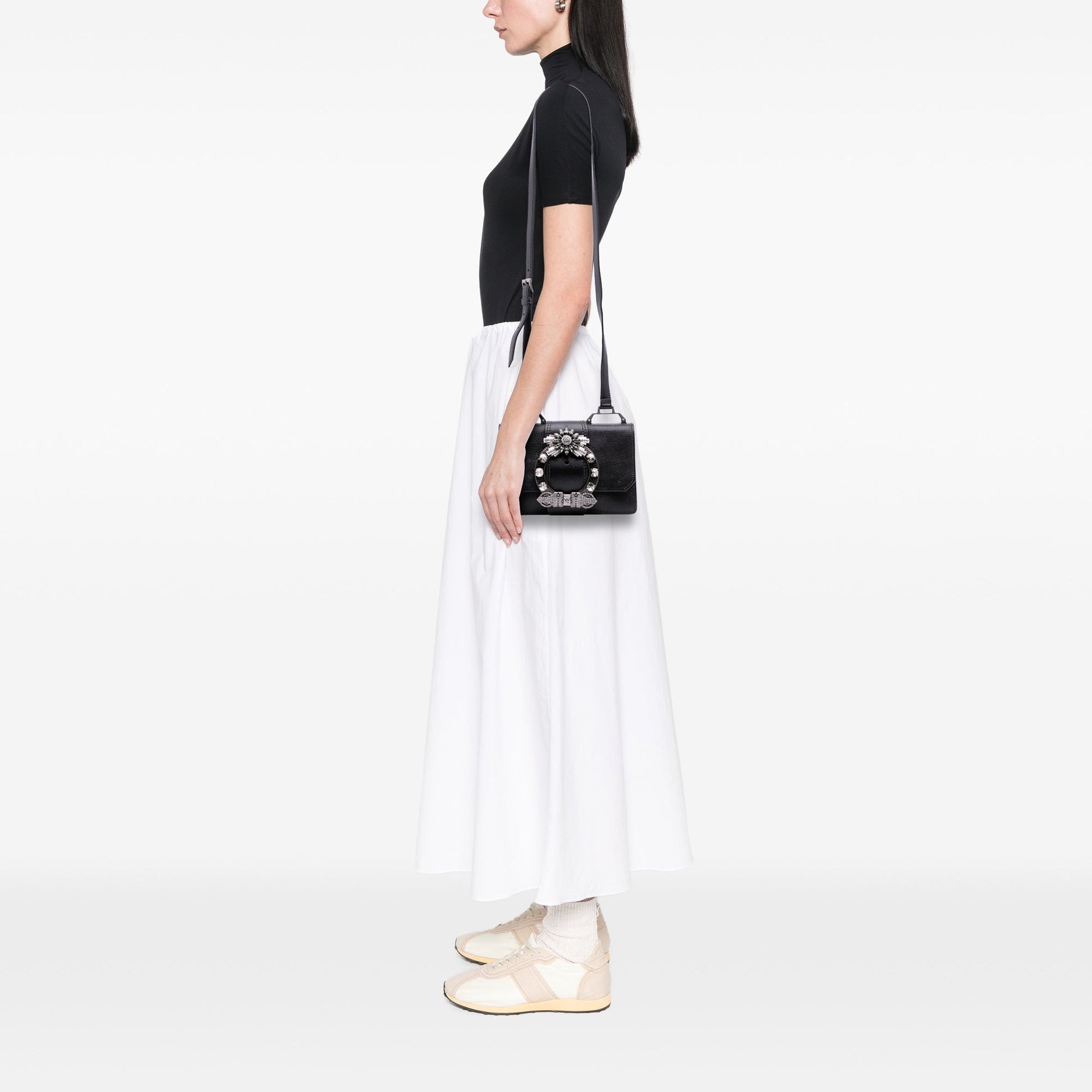 Miu Miu Goatskin Madras Soft Calf Crystal Embellished Crossbody