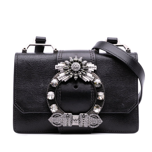 Miu Miu Goatskin Madras Soft Calf Crystal Embellished Crossbody