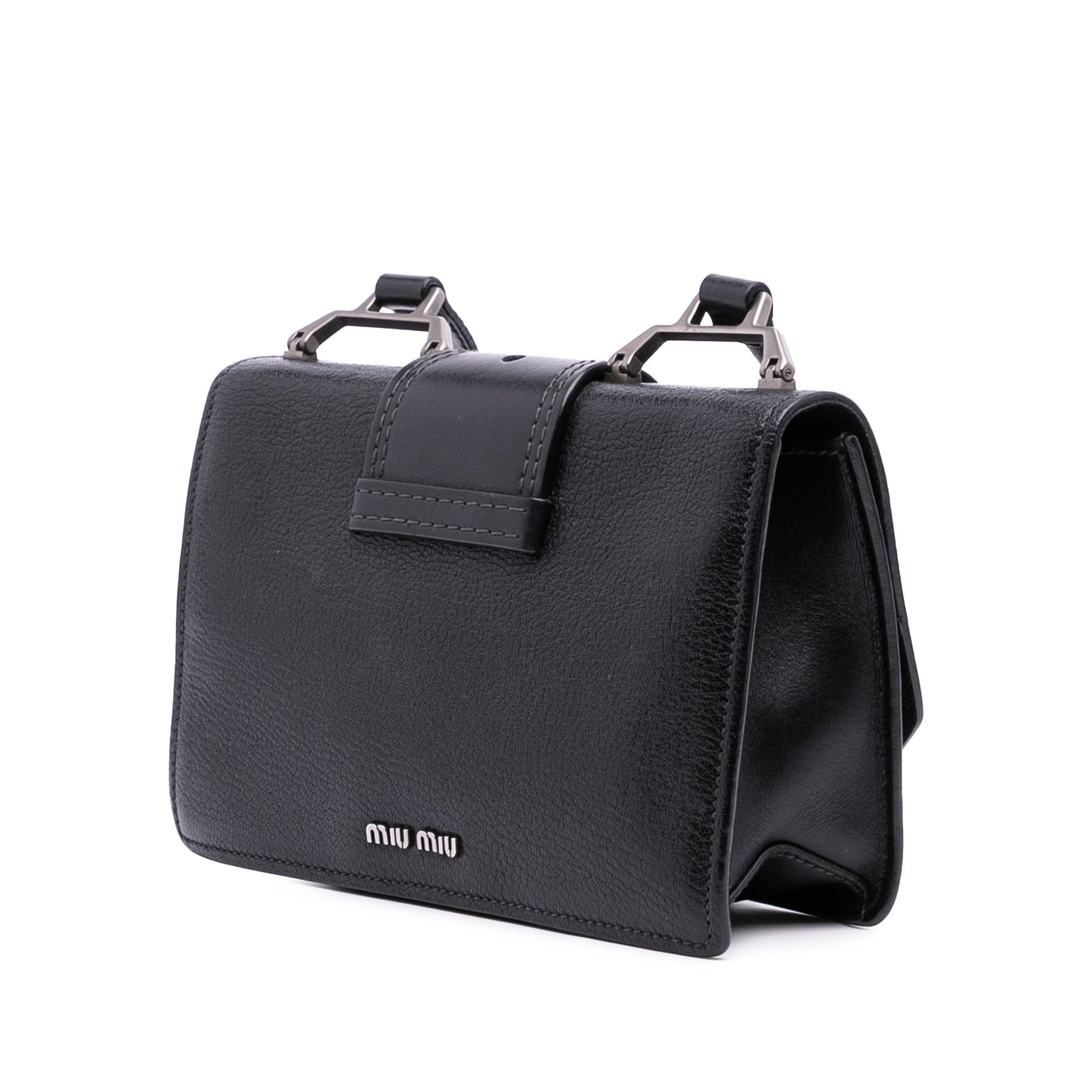 Miu Miu Goatskin Madras Soft Calf Crystal Embellished Crossbody